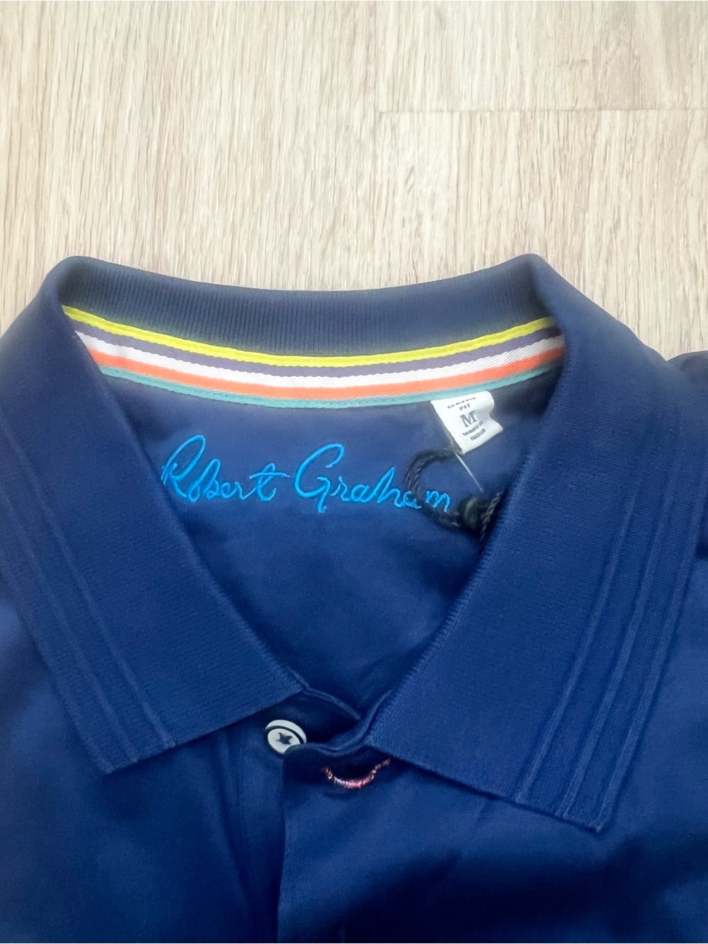 NWT Robert Graham Archie Skull Golf Polo Shirt Mens Medium Navy Blue Designer - Picture 6 of 9